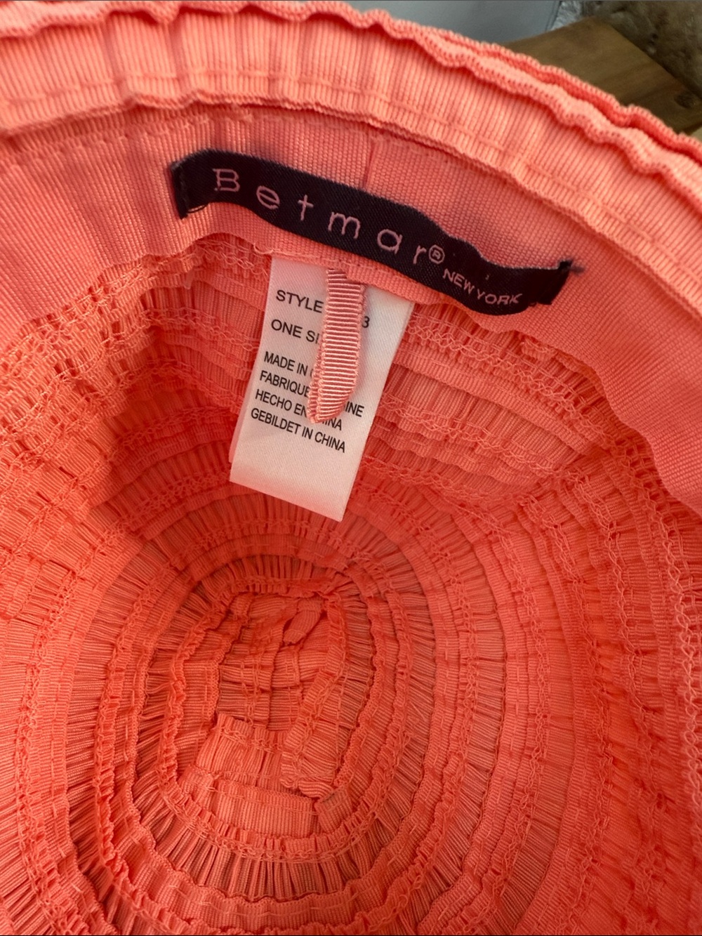 Betmar Coral Rose-pink pink ruched sun hat with metal logo plaque - Picture 7 of 9